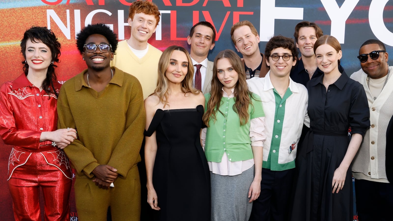 SATURDAY NIGHT LIVE -- "SNL FYC Event" -- Pictured: (l-r) Sarah Sherman, Kam Patterson, Ben Marshall, Chloe Fineman, Andrew Dismukes, Veronika Slowikowska, James Austin Johnson, Marcello Hernandez, Tommy Brennan, Ashley Padilla, Kenan Thompson, Bowen Yang at The Saban Media Centre in North Hollywood, CA on June 1, 2026 -- (Photo by: Griffin Nagel/NBC via Getty Images)