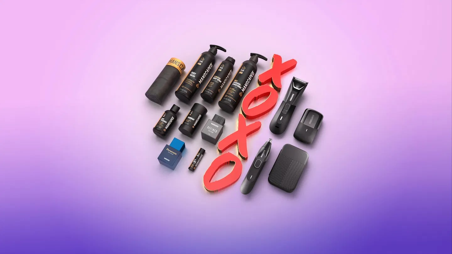 MANSCAPED's Valentine's Day Grooming Gifts on Purple Background