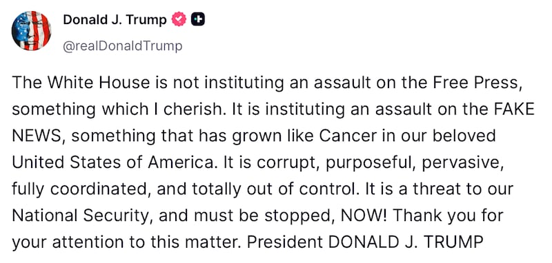 President Trump clarifies his media ban on Truth Social.