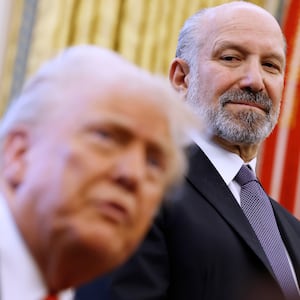 President Donald Trump Howard Lutnick, in the Oval Office of the White House on February 03, 2025 in Washington, DC.