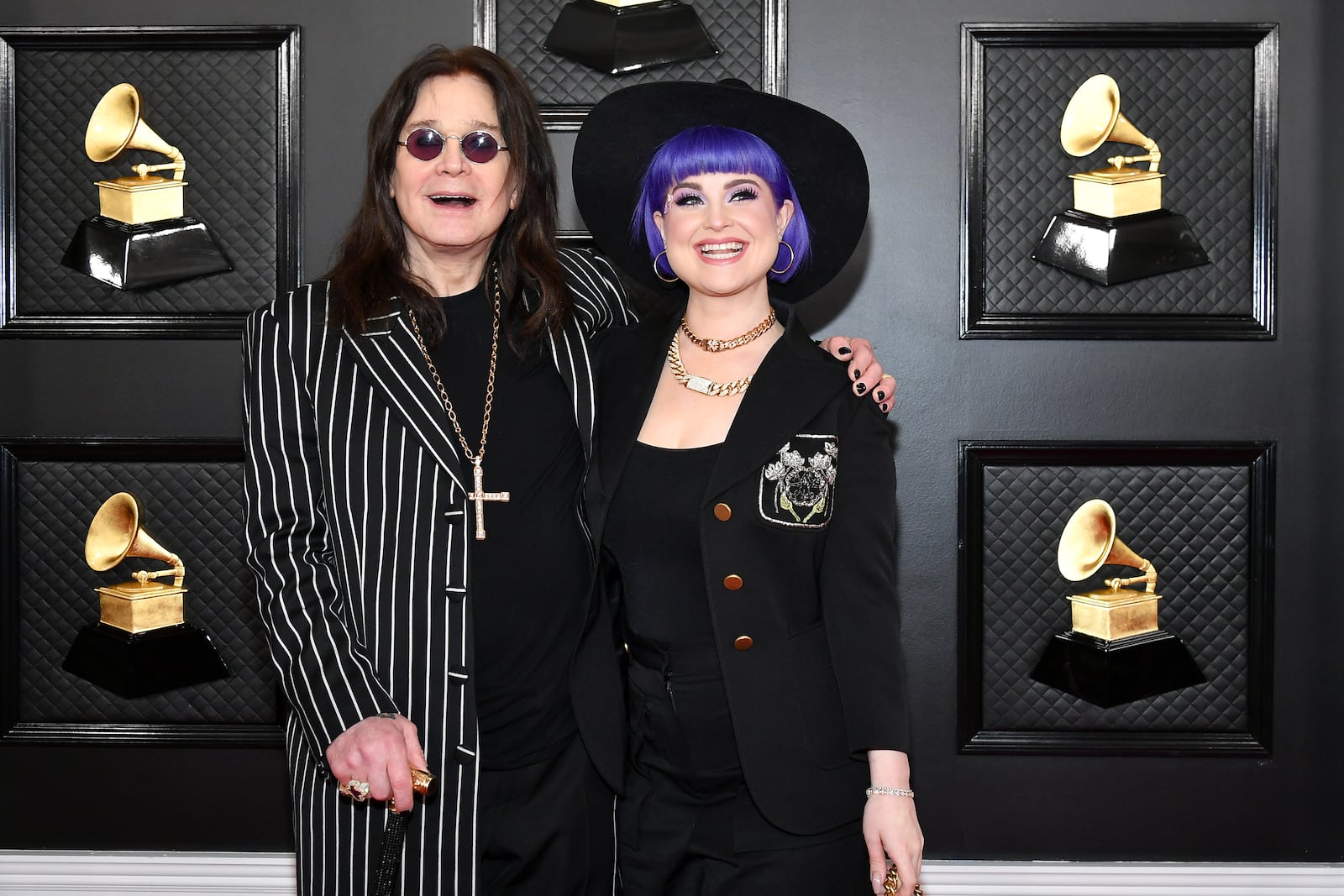 Ozzy Osbourne and Kelly Osbourne at the 62nd Annual GRAMMY Awards in Los Angeles, 2020.