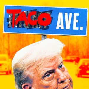 A photo illustration of Donald Trump and Taco Ave in Canada.