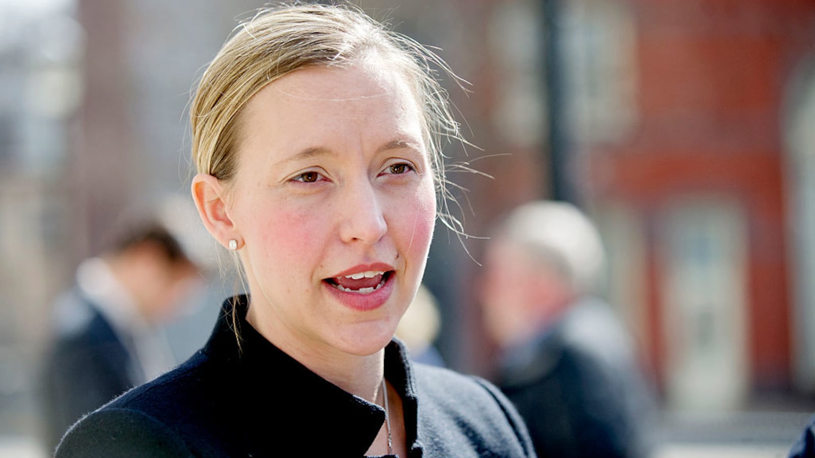 Libby Locke speaks to reporters at a press conference in 2015.