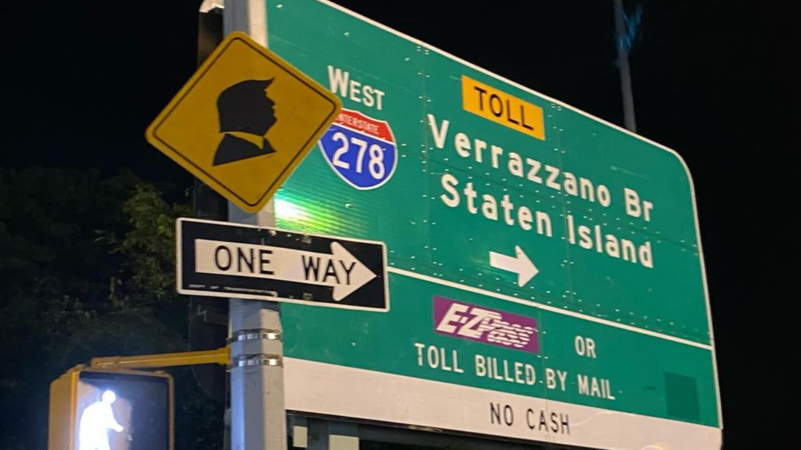 An Instagram post featuring the Trump traffic signs.