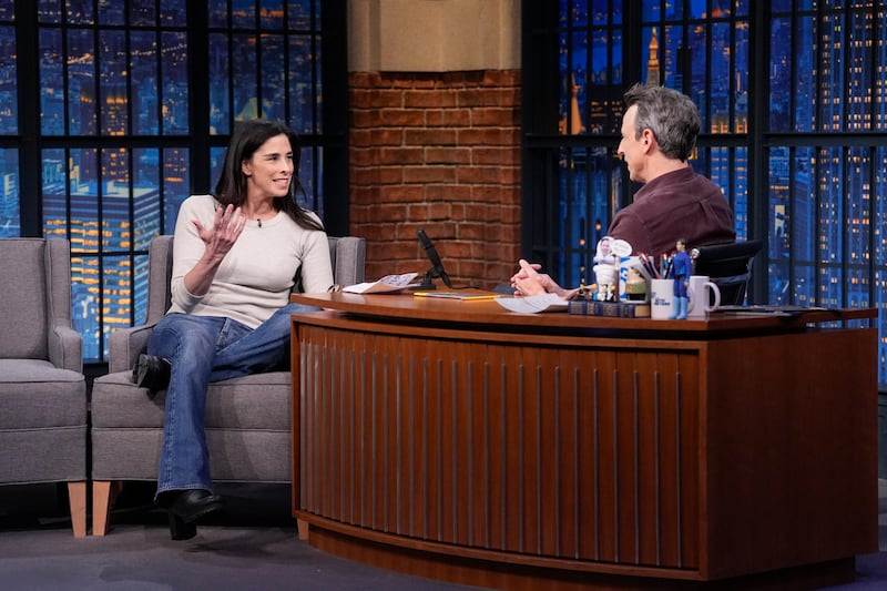 Sarah Silverman during an interview with host Seth Meyers on January 19, 2026.