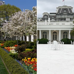 The White House Rose Garden before and after
