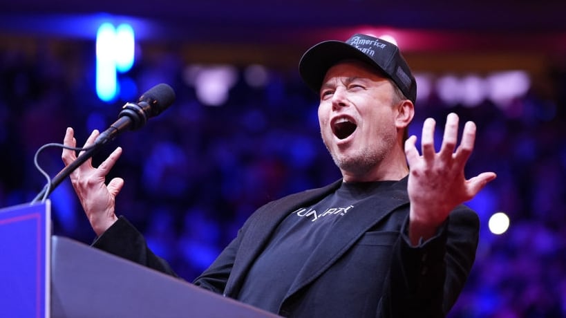 Elon Musk takes the stage before former President Donald Trump at a rally at Madison Square Garden.
