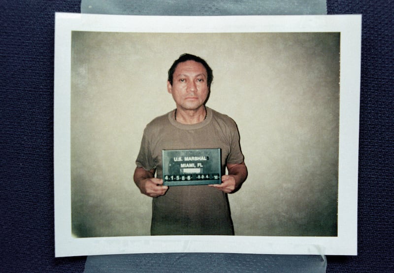 (Original Caption) 1/04/1990-Miami, FL- Ousted Panamanian dictator Manuel Noriega is shown in this Justice Department mug shot released by the U.S. Attorney's office in Miami. Noriega surrendered to U.S. forces in Panama, and was brought to the United States, where he faces charges of drug trafficking.
