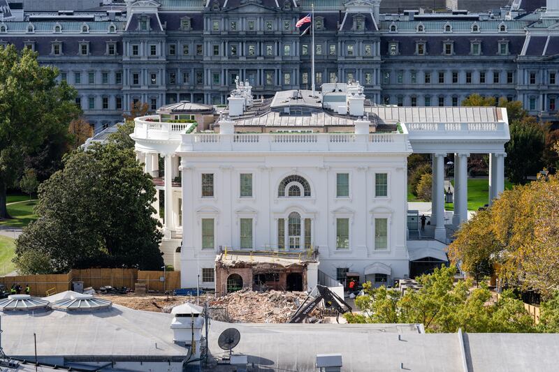Trump is reducing the East Wing to rubble to make way for his ballroom.