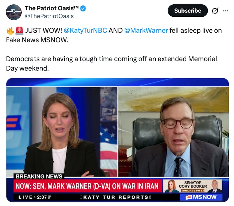 A MAGA account posts about MS Now hosts.