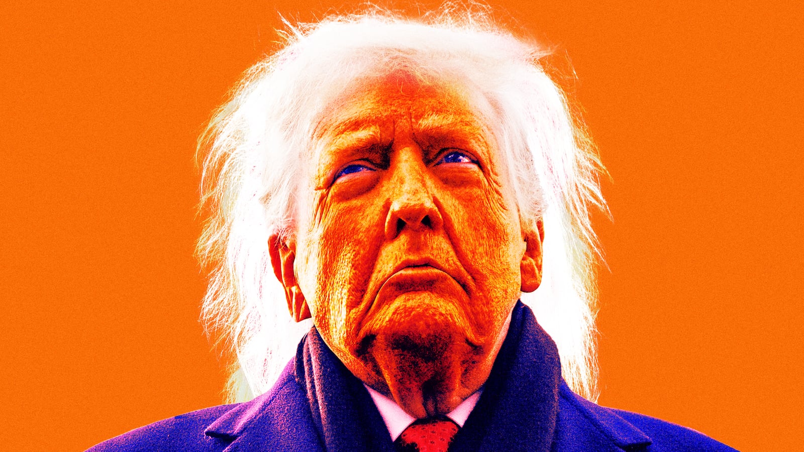 A photo illustration of Donald Trump gone mad.