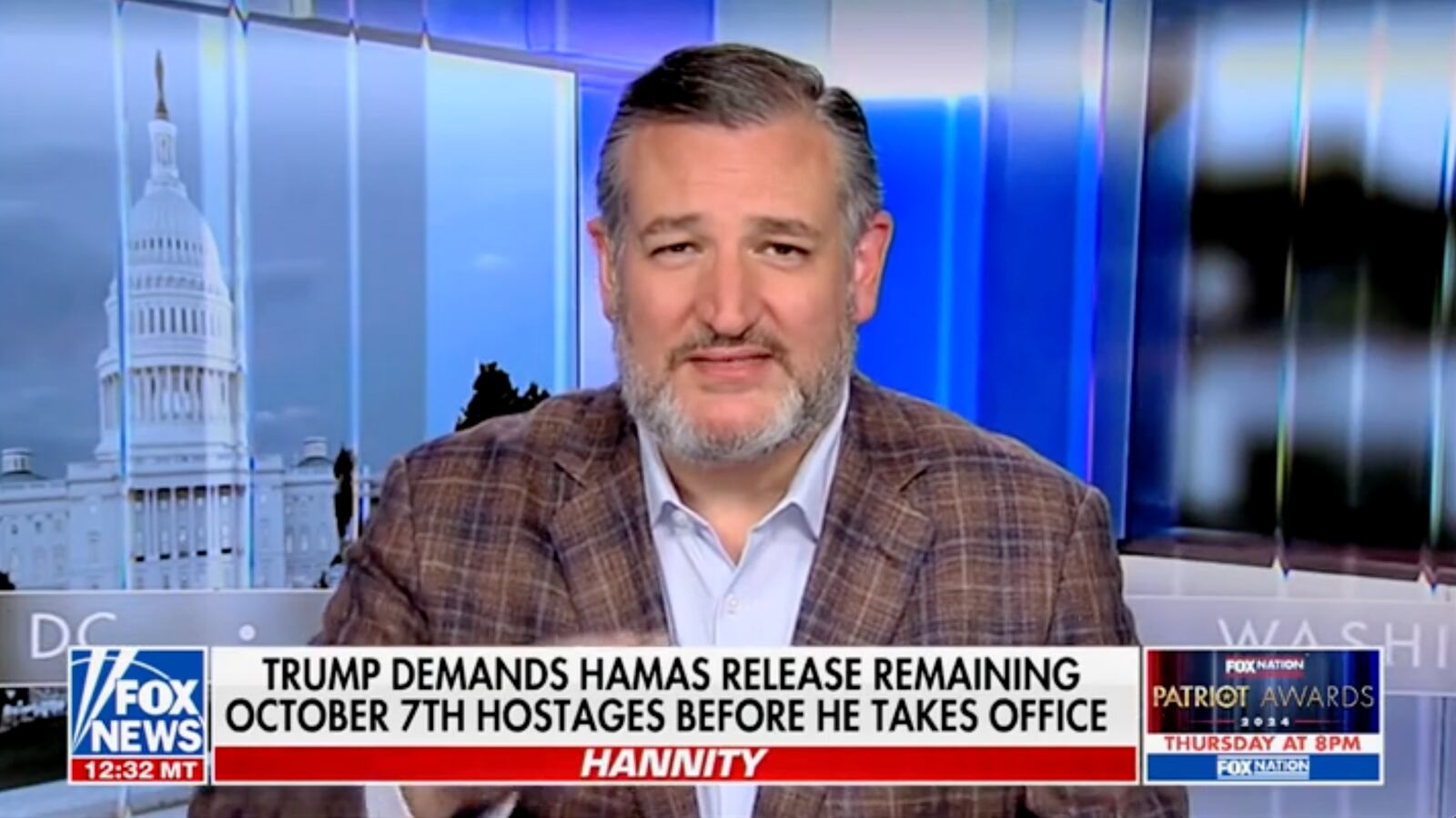 Ted Cruz appears on Fox News' Hannity on December 2, 2024.