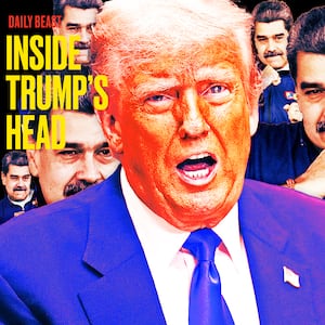 A photo illustration of President Donald Trump and Nicolas Maduro dancing.