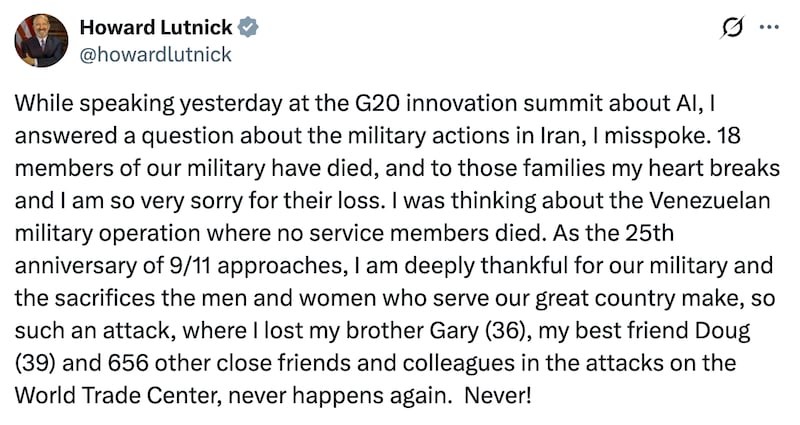 Howard Lutnick’s statement.