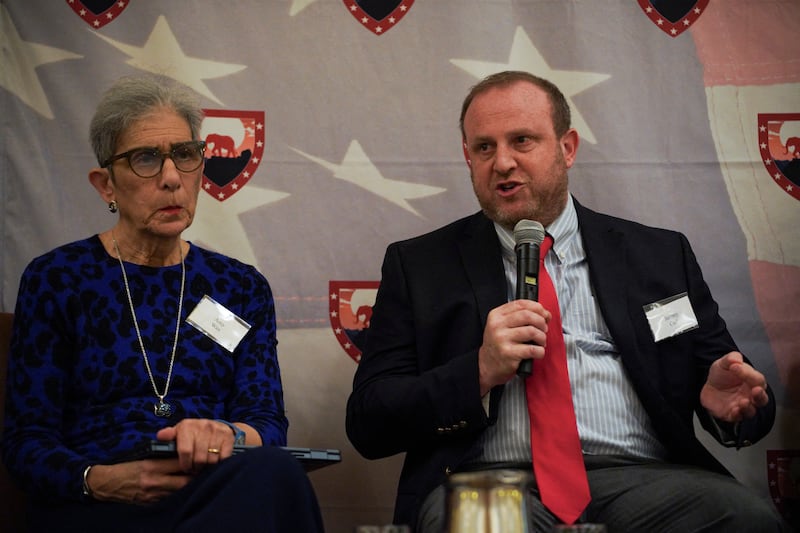 Professor Amy Wax of the University of Pennsylvania listens to Jeremy Carl of the Claremont Institute discuss immigration during Harvard University's second annual Conservative and Republican Student Conference 2025 at The Charles Hotel in Cambridge, Massachusetts, U.S., February 8, 2025.