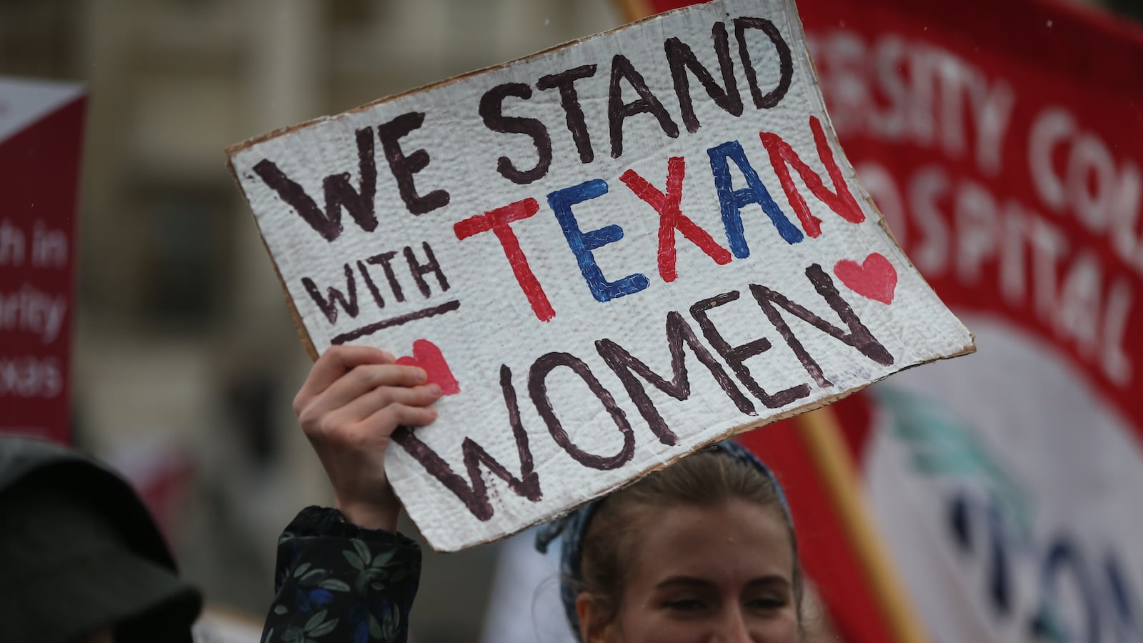 undreds of people march around Trafalgar Square during the anti-abortion march following the ban in the US state of Texas.