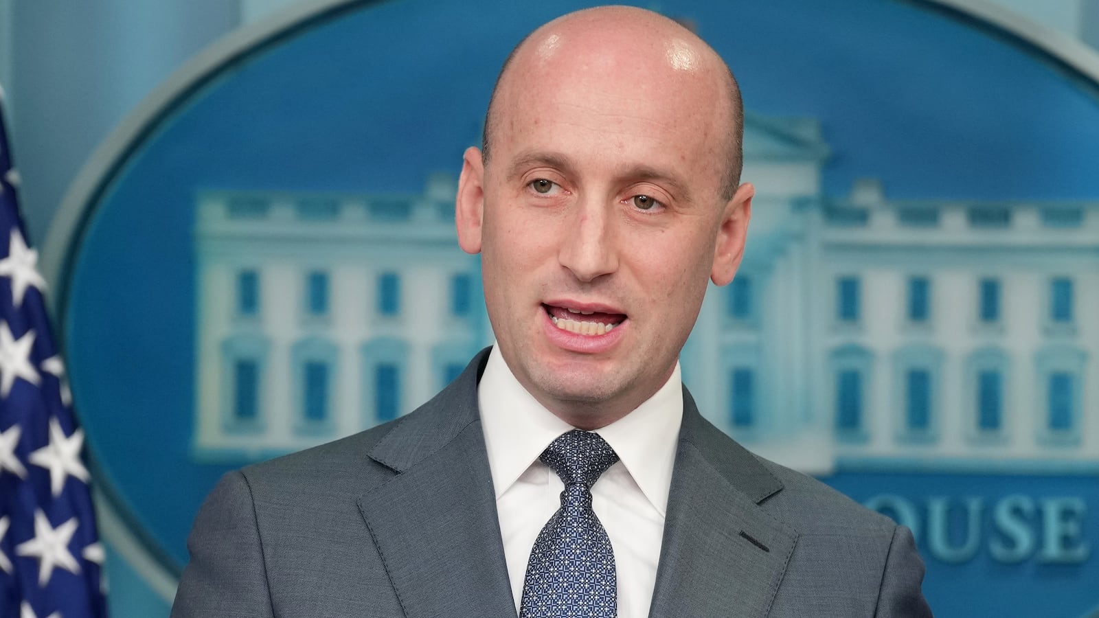 WASHINGTON, DC - MAY 01: White House Deputy Chief of Staff Stephen Miller speaks the daily press briefing in the Brady Press Briefing Room at the White House on May 1, 2025 in Washington, DC. This week marks the first 100 days of U.S. President Donald Trump's second term. (Photo by Andrew Harnik/Getty Images)