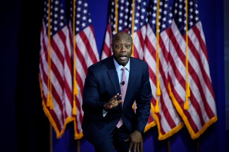 WASHINGTON, DC - JUNE 23: Republican presidential candidate Sen. Tim Scott (R-SC) delivers remarks at the Faith and Freedom Road to Majority conference at the Washington Hilton on June 23, 2023 in Washington, DC. Former U.S. President Donald Trump will deliver the keynote address at tomorrow evening's "Patriot Gala" dinner. (Photo by Drew Angerer/Getty Images)