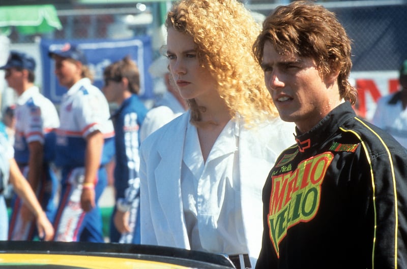 Tom Cruise and Nicole Kidman at the racetrack in a scene from the film 'Days of Thunder', 1990.