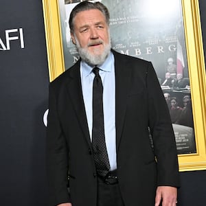 Russell Crowe attends premiere of his film Nuremberg in October.