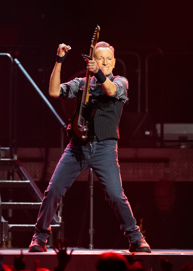 Inglewood, CA - April 07: Bruce Springsteen and the E Street Band performs at the Kia Forum in Inglewood Tuesday, April 7, 2026. (Allen J. Schaben / Los Angeles Times via Getty Images)