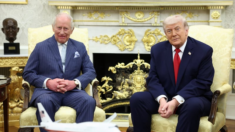 U.S. President Donald Trump and Britain's King Charles meet in the Oval Office at the White House in Washington, D.C., U.S., April 28, 2026.