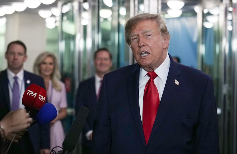 US President Donald Trump speaks to reporters as he arrives to attend the 81st United Nations General Assembly at UN headquarters in New York City, US, September 22, 2026.  REUTERS/DAVID DEE DELGADO