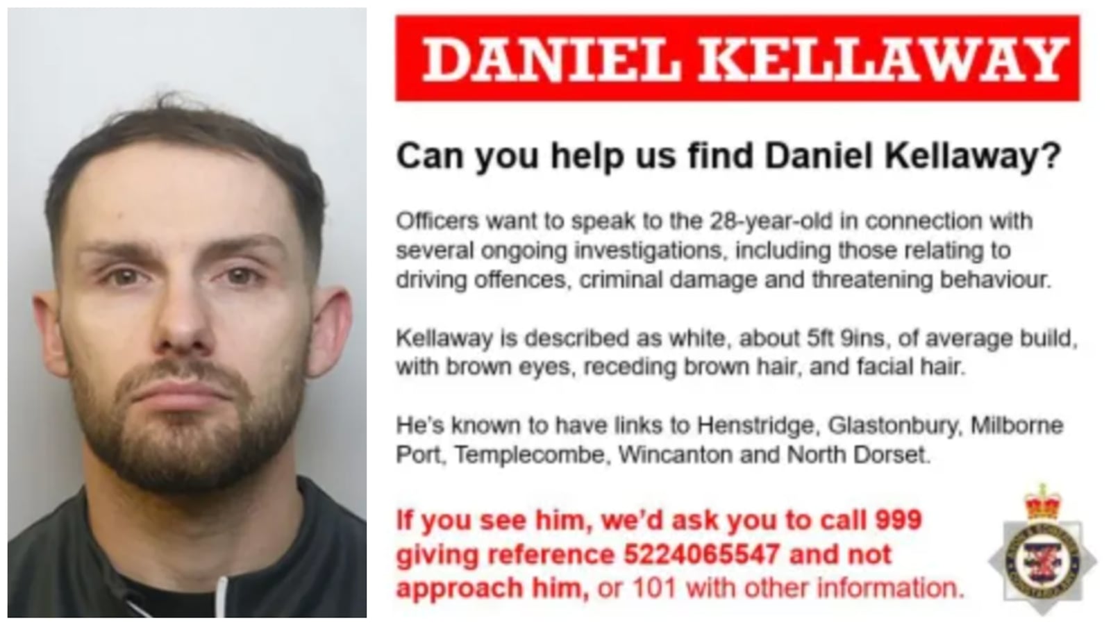 A wanted poster for British fugitive Daniel Kellaway.