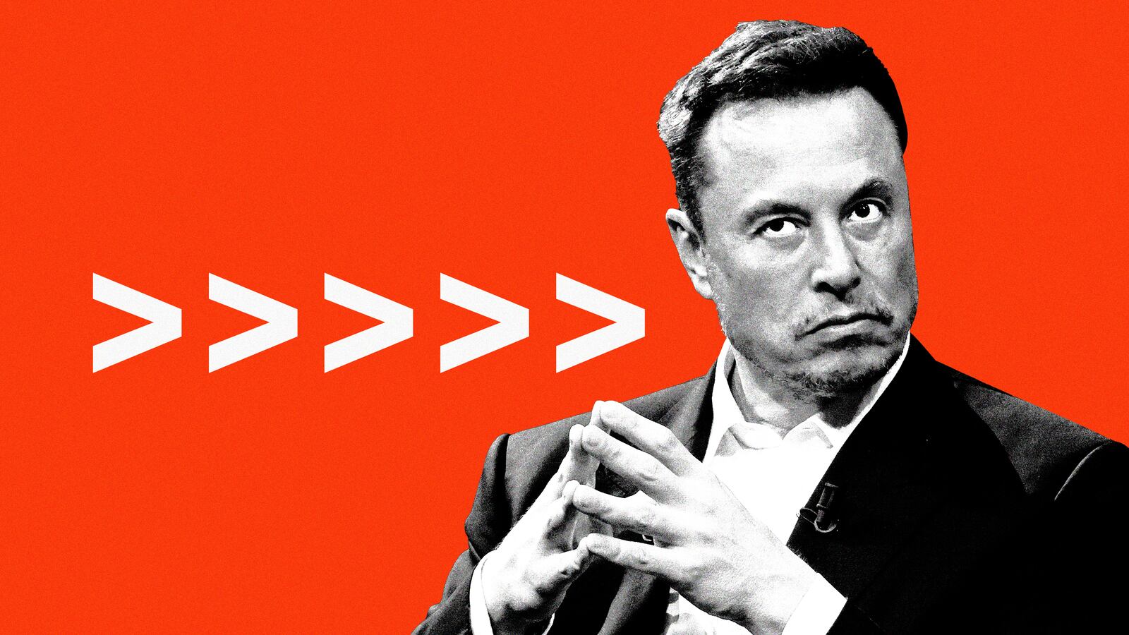 An illustration including a photo of Elon Musk