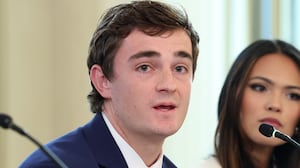 WASHINGTON, DC - OCTOBER 08: Independent journalist Nick Shirley speaks during a roundtable discussion in the State Dining Room of the White House on October 08, 2025 in Washington, DC. Trump’s administration held the roundtable to discuss the anti-fascist Antifa movement after signing an executive order designating it as a “domestic terrorist organization”. (Photo by Anna Moneymaker/Getty Images