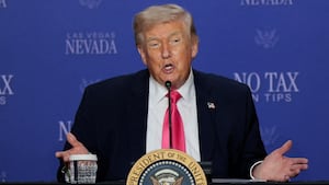 U.S. President Donald Trump speaks during a roundtable focused on tax cuts in Las Vegas, Nevada, U.S., April 16, 2026. REUTERS/Evan Vucci