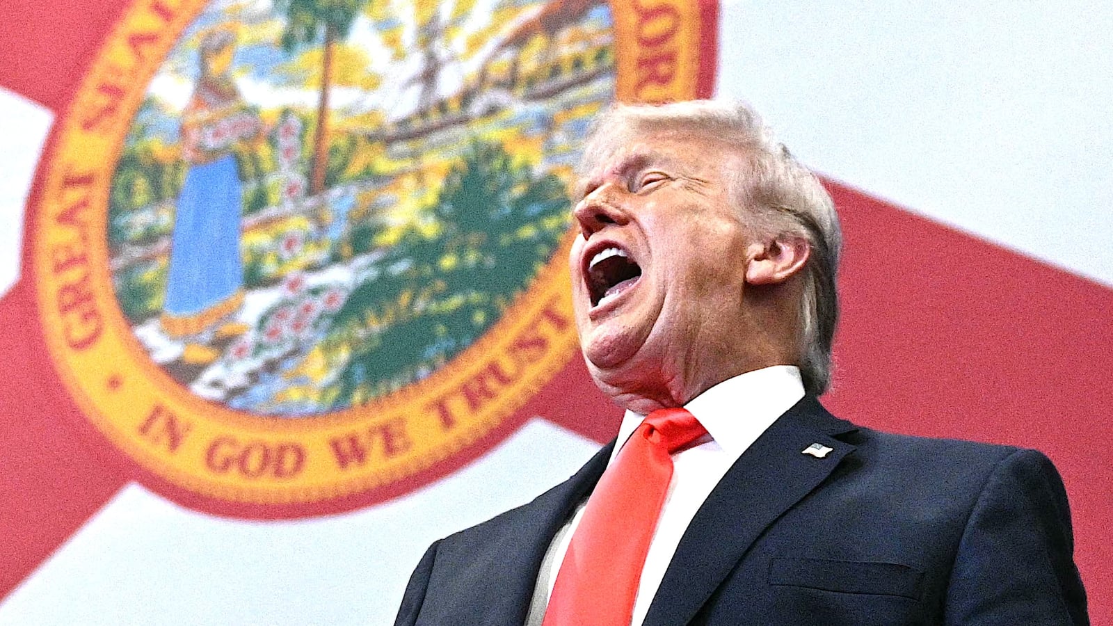 US President Donald Trump cheers supporters