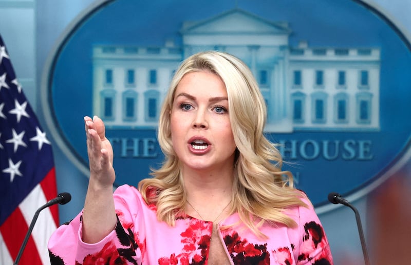 White House Press Secretary Karoline Leavitt holds a press briefing in the James S. Brady Press Briefing Room at the White House in Washington, D.C., U.S., March 30, 2026.