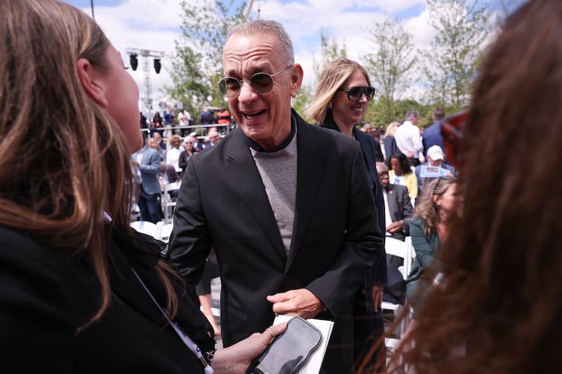 Tom Hanks attends the dedication ceremony for the opening of the Barack Obama Presidential Center in John Lewis Plaza on June 18, 2026 in Chicago, Illinois. Barack Obama served as the 44th president of the United States from 2009 to 2017 and was the first African American to hold the office.