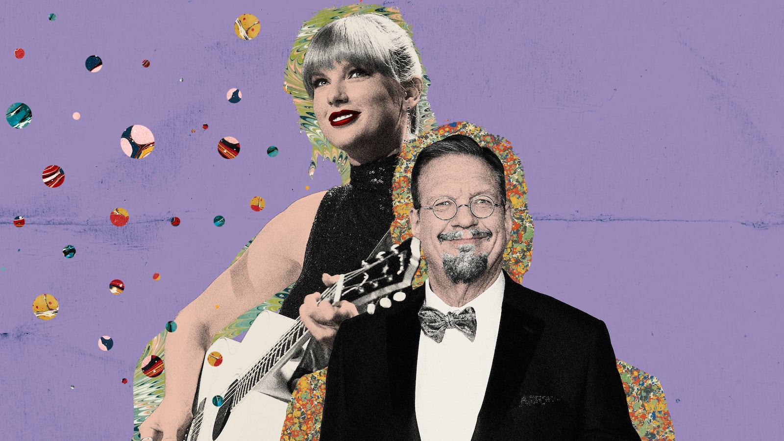 Photo illustration of Penn Jillette and Taylor Swift