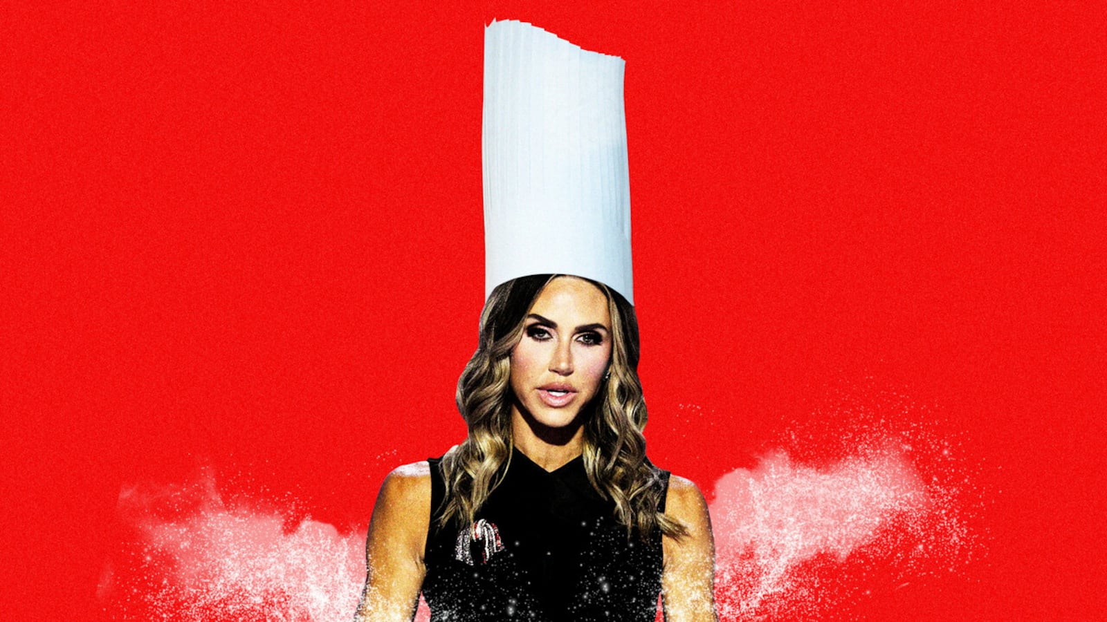 Lara Trump, in a pastry chef hat, with flour around
