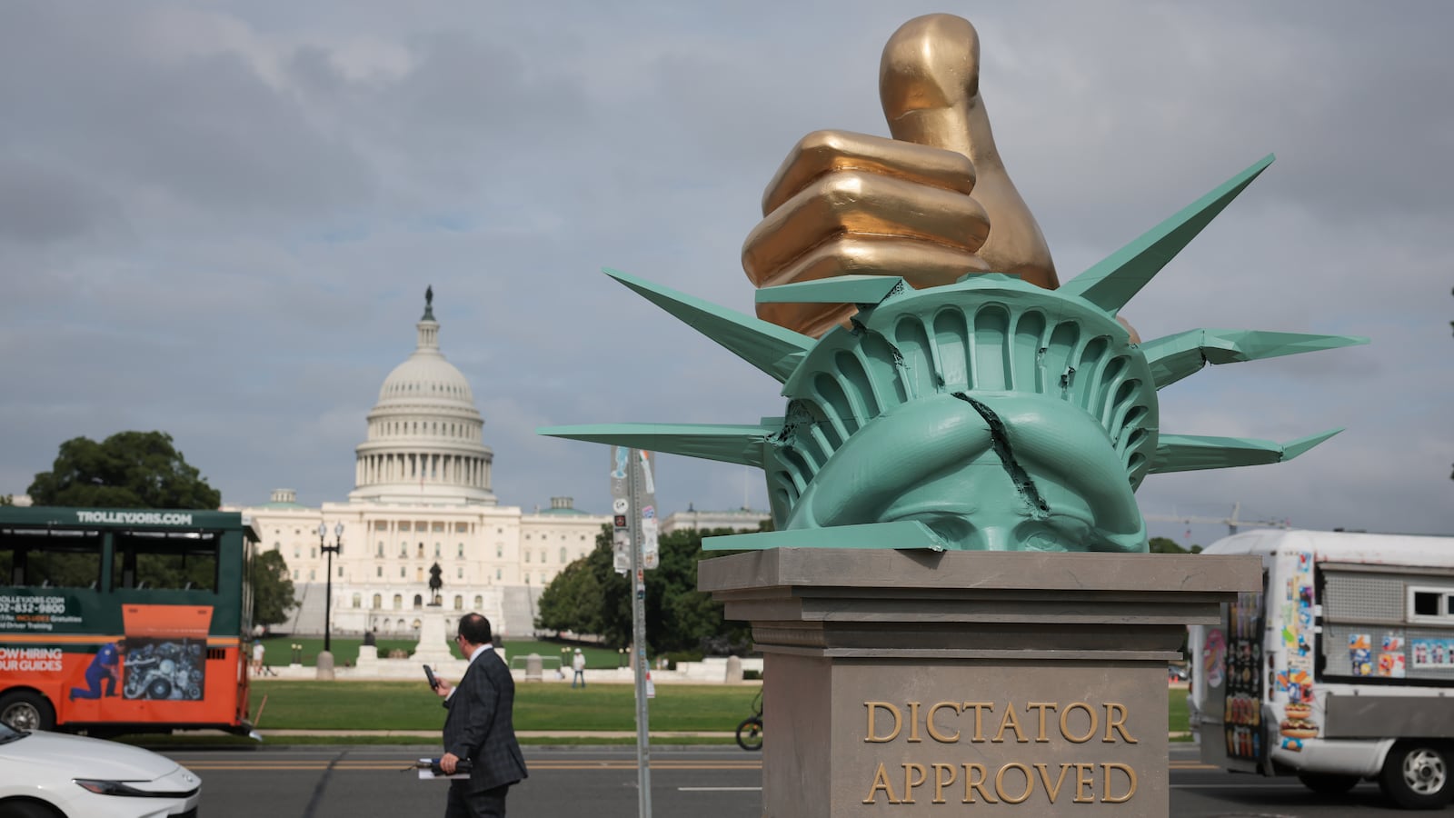 The "Dictator Approved" anti-Trump art installation in front of the U.S. Capitol on the National Mall on June 17, 2025 in Washington, DC.