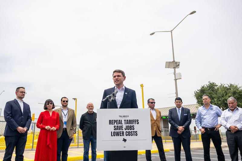 Democratic U.S. Senate candidate James Talarico speaks alongside city and county officials during a “Talarico for Texas: Frontera Tour” campaign news conference at the U.S. Customs and Border Protection - World Trade Bridge on July 14, 2026 in Laredo, Texas.