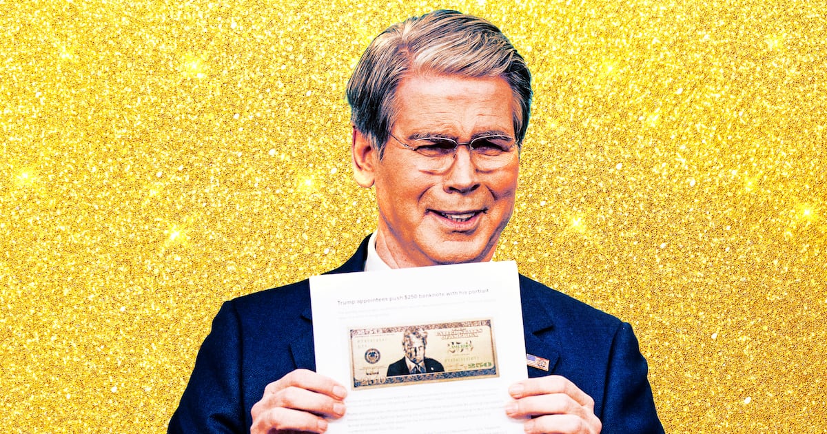 Trump's Treasury Goon Cornered Over Trump's Face on $250 Bill