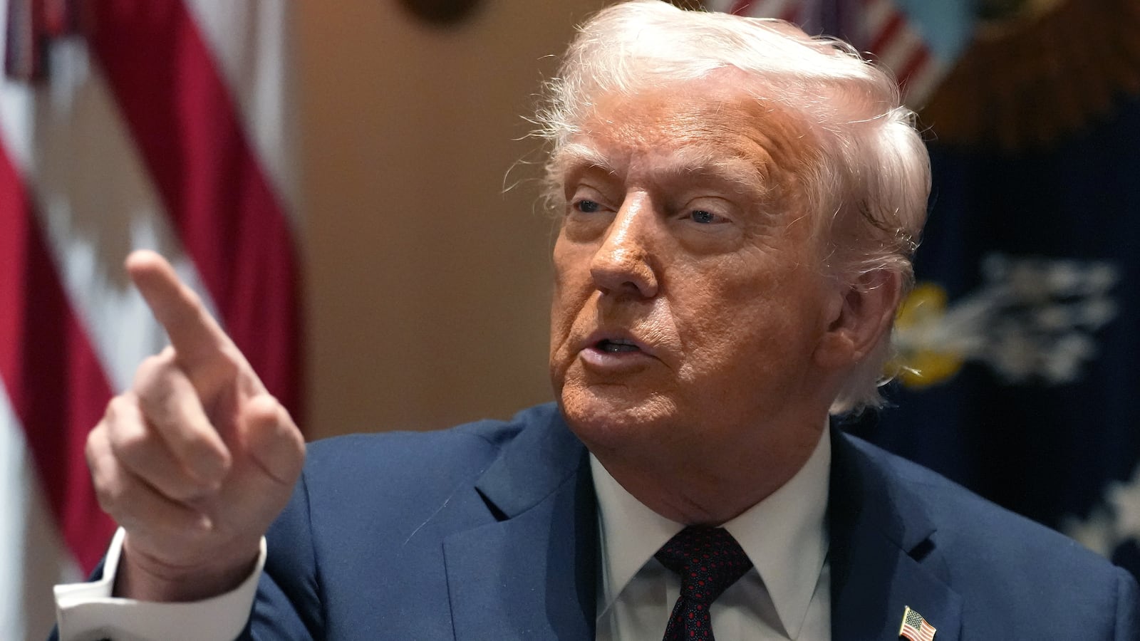 President Donald Trump delivers remarks during a Cabinet meeting at the White House on March 24, 2025 in Washington, DC.