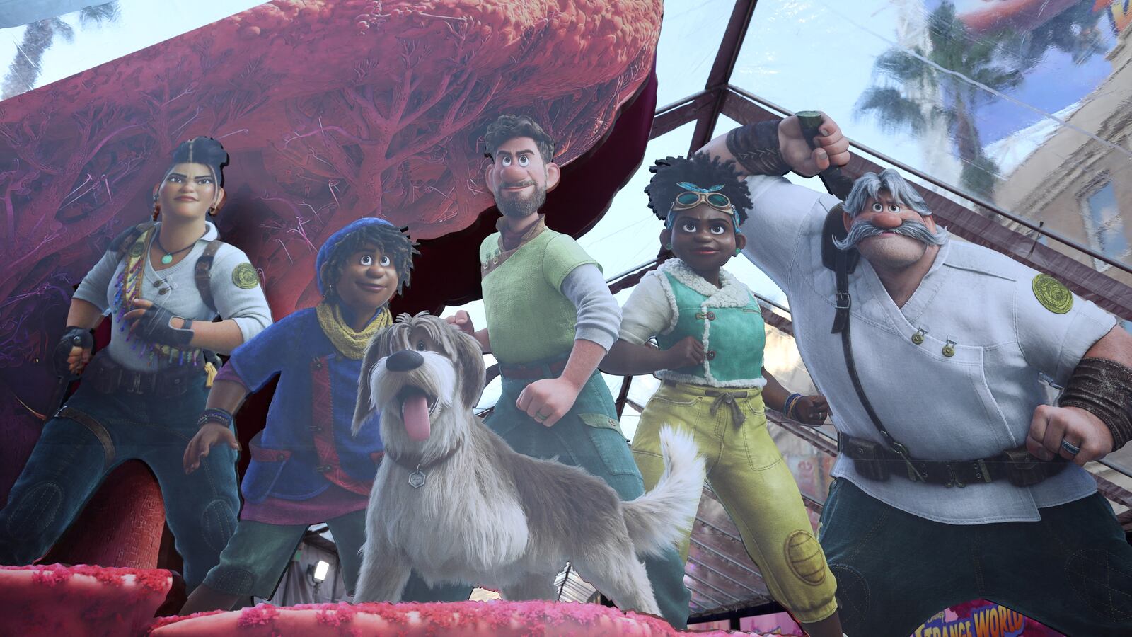 A display welcomes guests at Disney's \"Strange World\" World Premiere in front of Hollywood's El Capitan Theatre in Los Angeles, California.