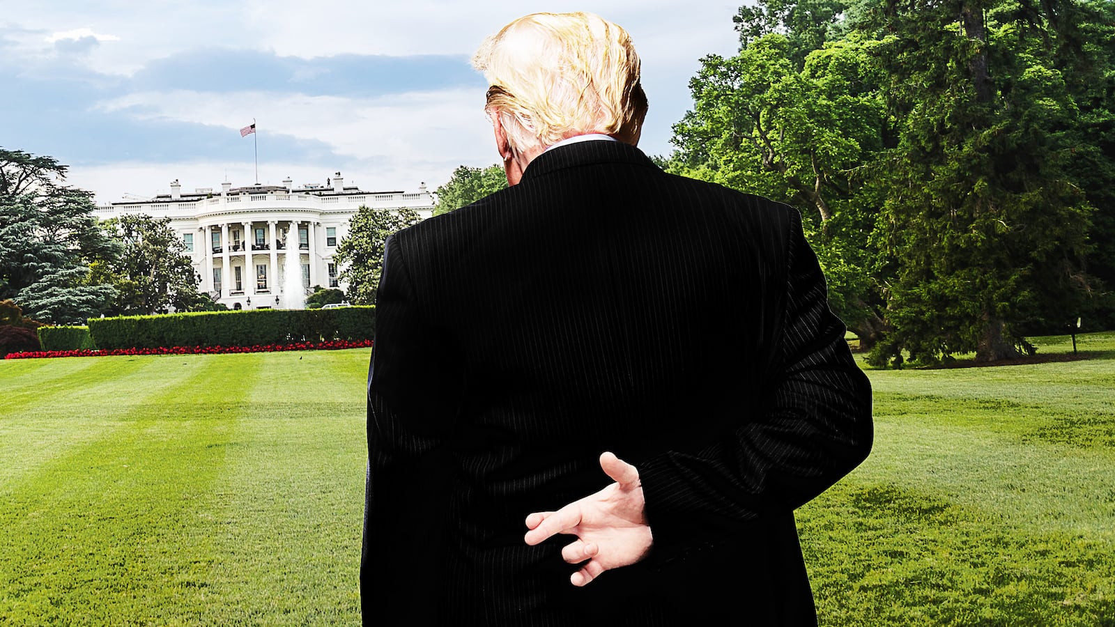 Trump crossing his fingers.