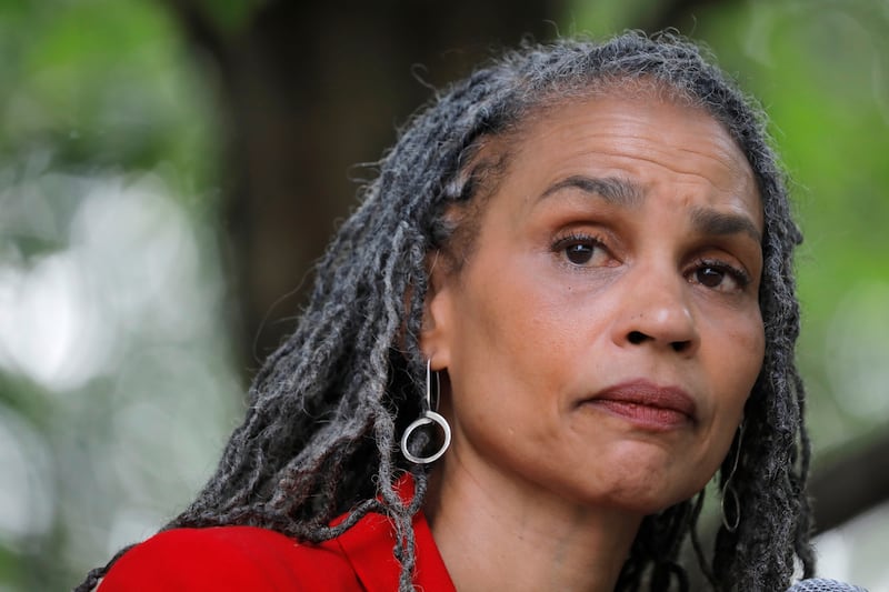 Democratic candidate for New York City Mayor, Maya Wiley, delivers remarks at a campaign event in New York City, U.S., June 18, 2021. REUTERS/Andrew Kelly