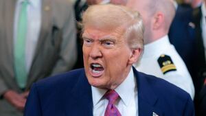 President Donald Trump responds to a reporters question as he leaves after signing a series of bills related to California’s vehicle emissions standards during an event in the East Room of the White House on June 12, 2025 in Washington, DC.
