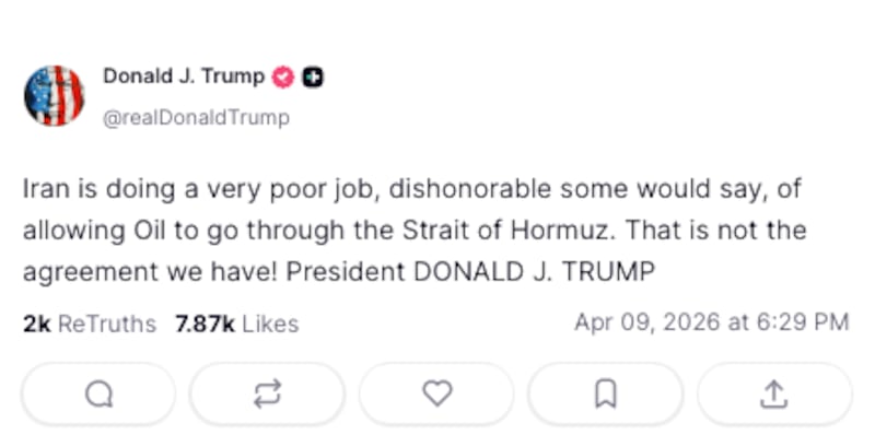 Trump grumbled about the reopening of the Strait of Hormuz not going according to plan.