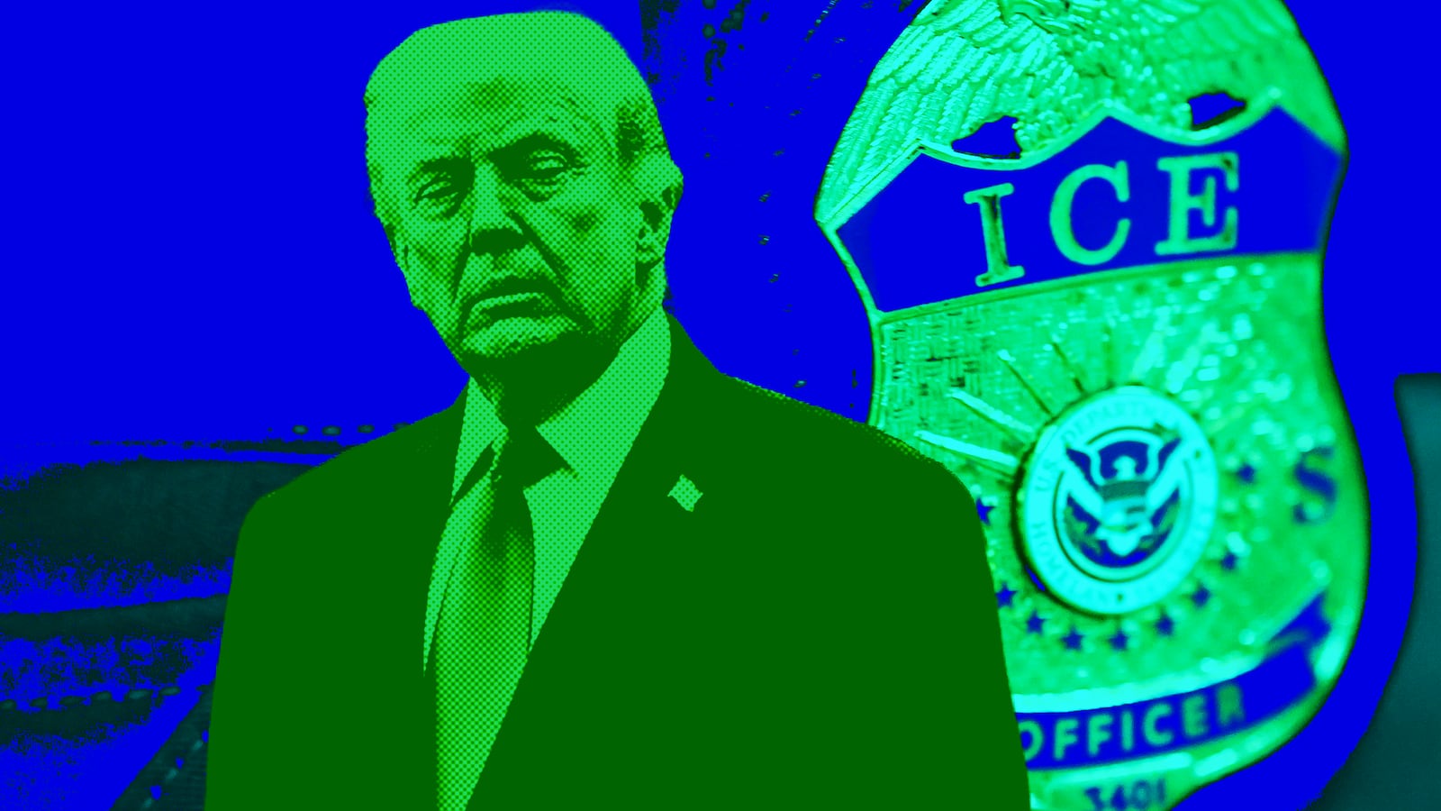 Donald Trump, ICE badge photo illustration
illo