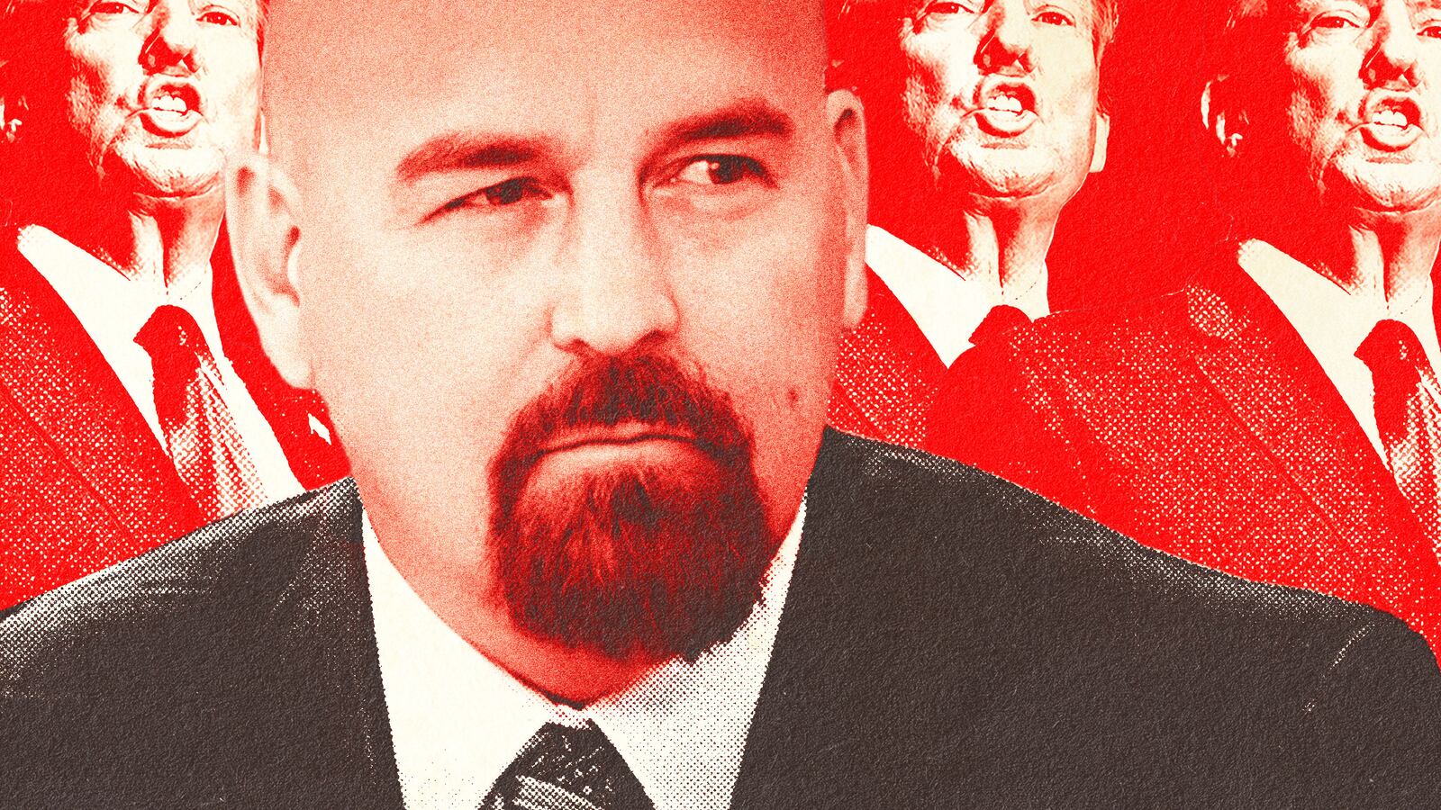 A photo illustration of John Deaton and Donald Trump