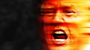 Donald Trump scream yelling with his face motion blurred