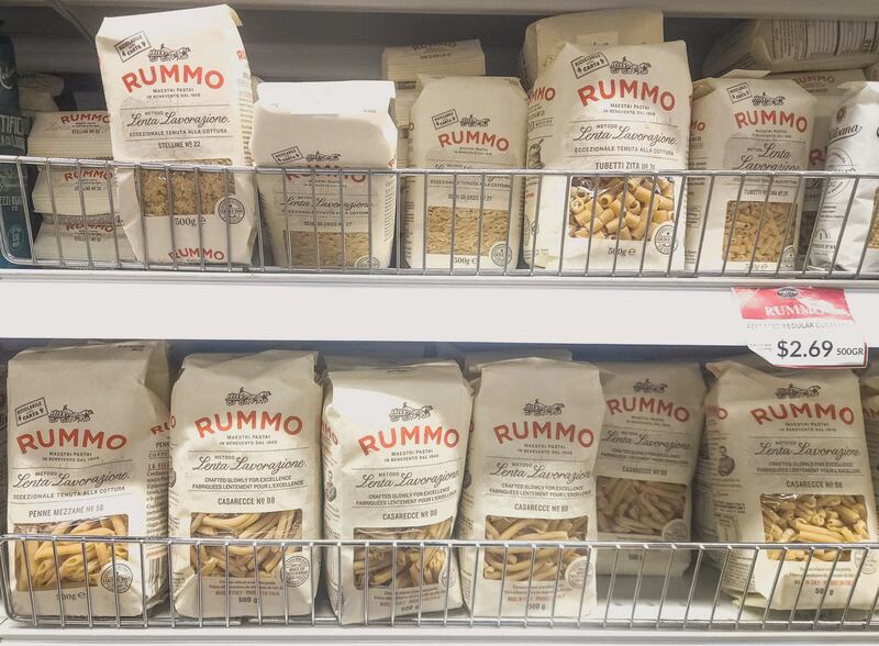 EDMONTON, CANADA  MARCH 29:
A close-up view of a wide variety of Italian pasta showcased in a well-known Italian store in Edmonton, Alberta, Canada, on March 29, 2025. (Photo by Artur Widak/NurPhoto via Getty Images)