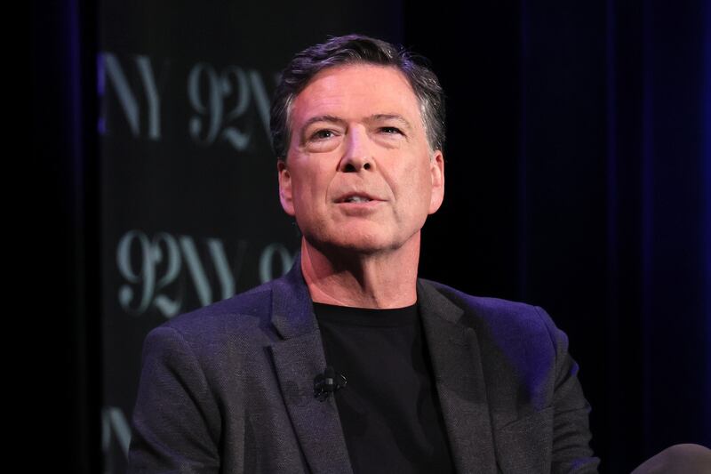 James Comey speaks onstage during Former FBI Director James Comey In Conversation With MSNBC's Nicolle Wallace at 92NY on May 30, 2023 in New York City.